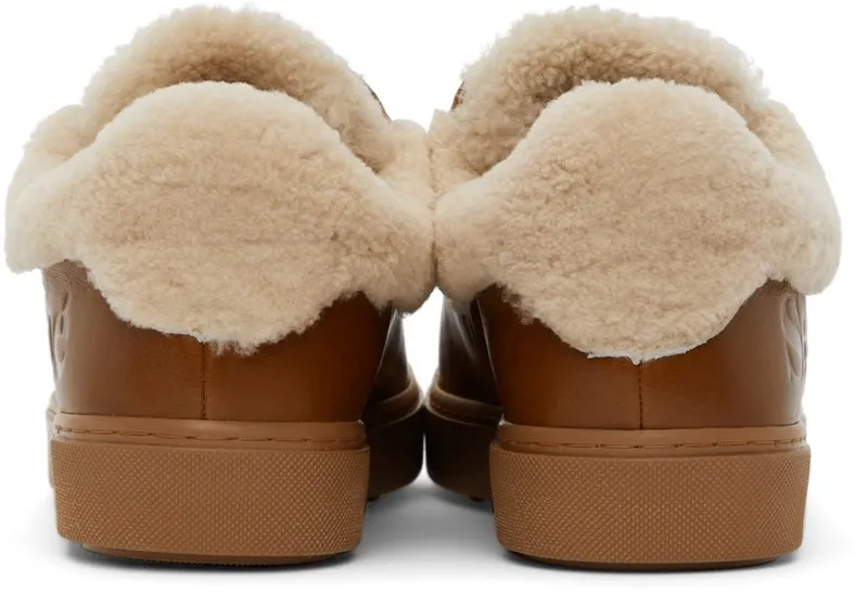 See by Chloé Tan Leather & Shearling Essie Sneaker (SB35191A 14280)