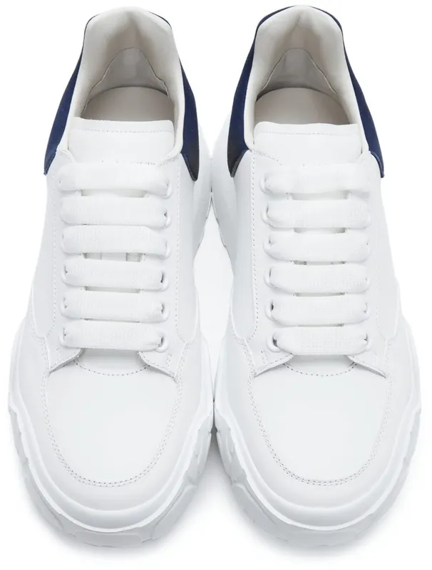 Alexander McQueen White & Blue New Court Sneakers (634619WIA9A)