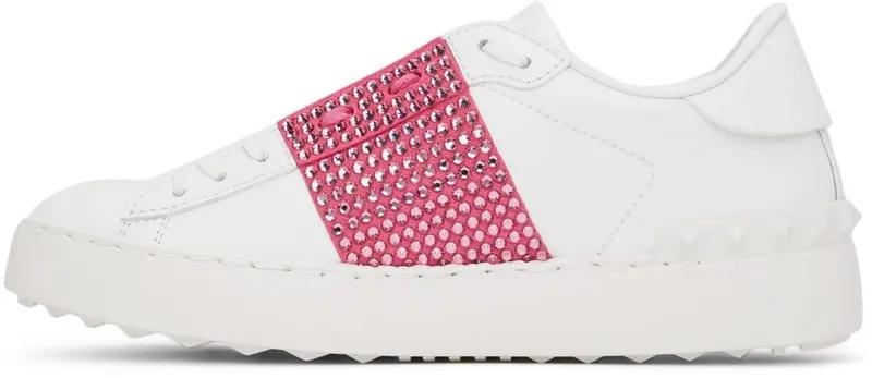 Valentino Garavani White & Pink Crystal Open Sneakers (XW2S0781ZZC)