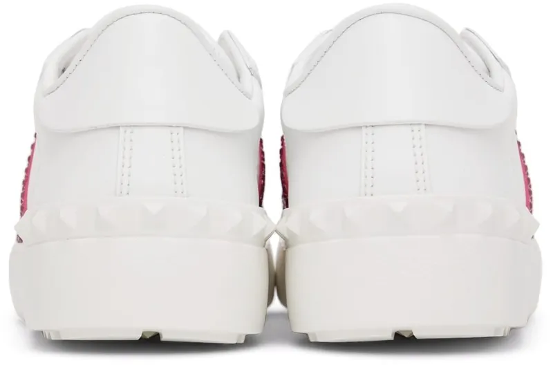 Valentino Garavani White & Pink Crystal Open Sneakers (XW2S0781ZZC)
