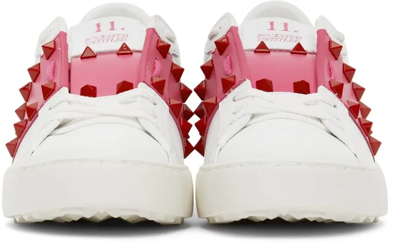 Valentino Garavani White & Pink Untitled Open Sneakers (XW2S0A01DNU)