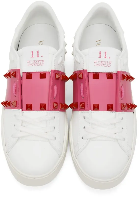 Valentino Garavani White & Pink Untitled Open Sneakers (XW2S0A01DNU)