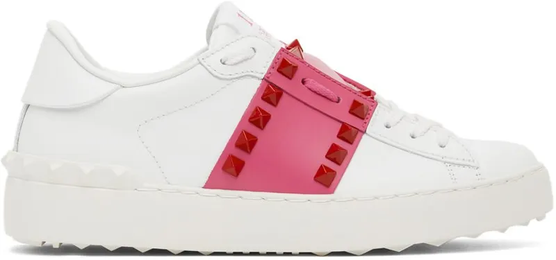 Valentino Garavani White & Pink Untitled Open Sneakers (XW2S0A01DNU)