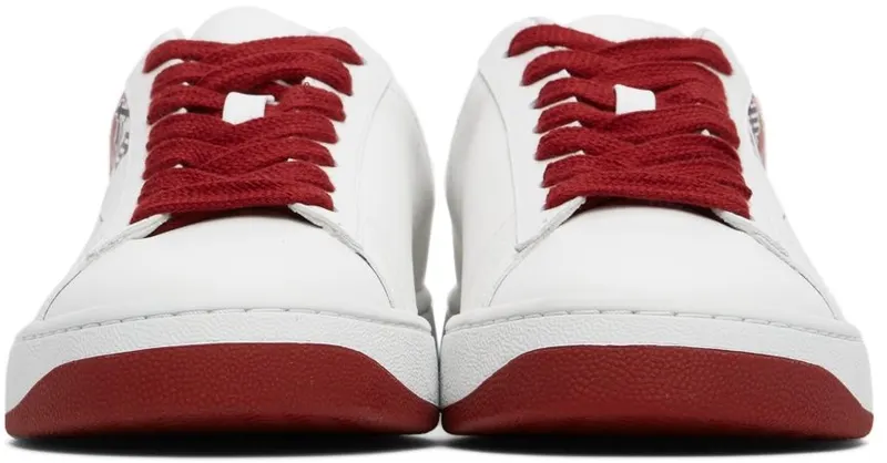 Kenzo White & Red Kourt Logo Sneakers (FC55SN170L71)