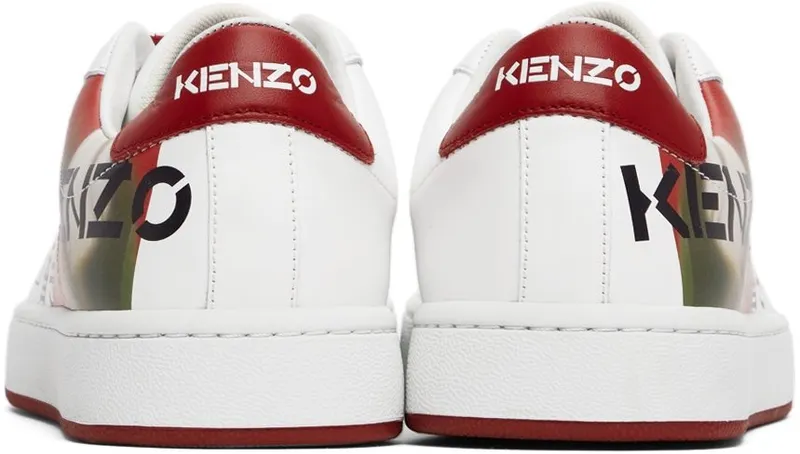 Kenzo White & Red Kourt Logo Sneakers (FC55SN170L71)