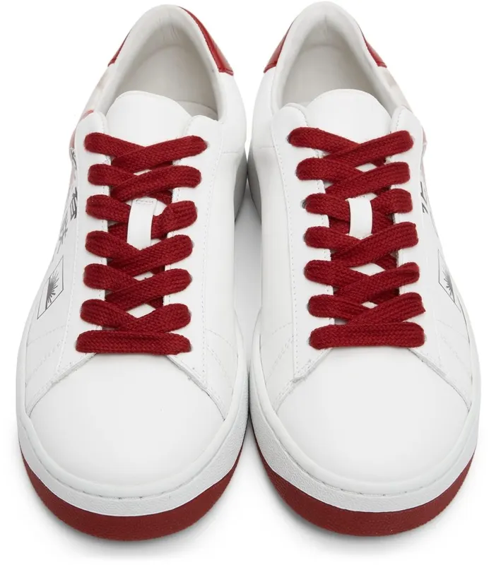 Kenzo White & Red Kourt Logo Sneakers (FC55SN170L71)