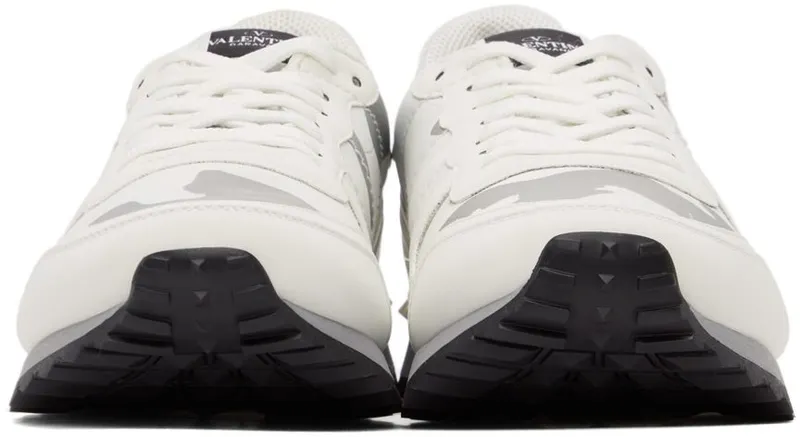 Valentino Garavani White & Silver Camouflage Rockrunner Sneakers (WY0S0723KIB)