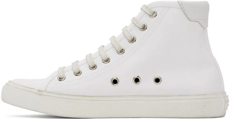Saint Laurent White Canvas Malibu Sneakers (606076 GUZ20)