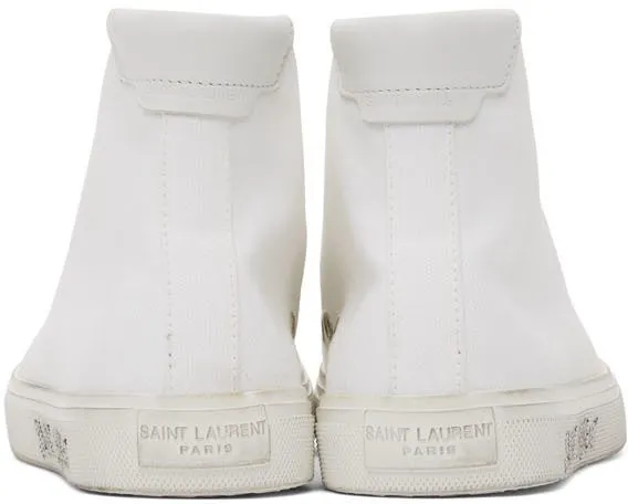 Saint Laurent White Canvas Malibu Sneakers (606076 GUZ20)