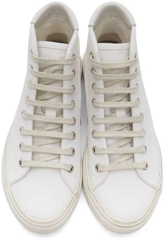 Saint Laurent White Canvas Malibu Sneakers (606076 GUZ20)