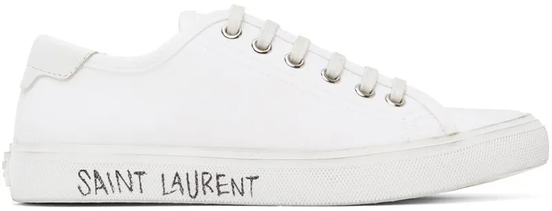 Saint Laurent White Canvas Malibu Sneakers (606446 GUZ20)