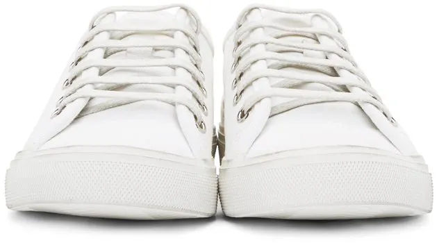 Saint Laurent White Canvas Malibu Sneakers (606446 GUZ20)