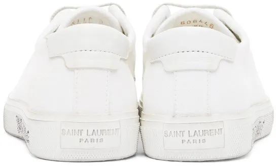 Saint Laurent White Canvas Malibu Sneakers (606446 GUZ20)