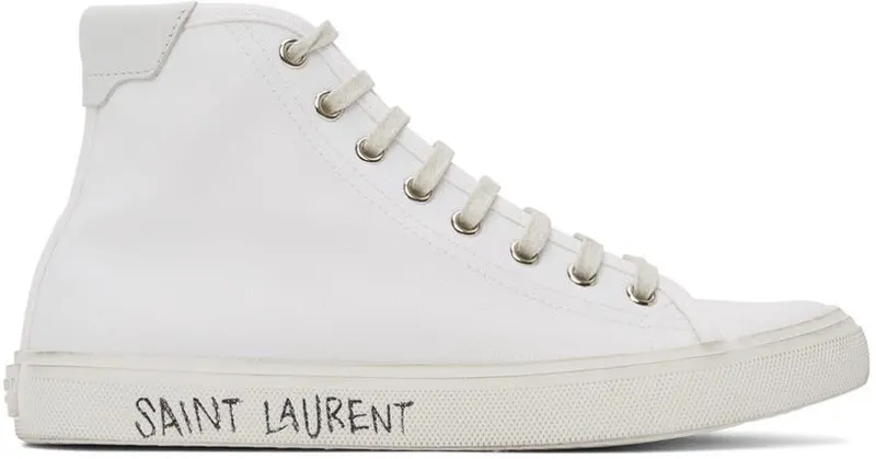 Saint Laurent White Canvas Malibu Sneakers (606076 GUZ20)