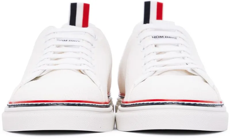 Thom Browne White Canvas Tennis Sneakers (MFD219A-01588)