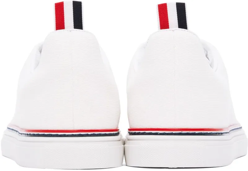 Thom Browne White Canvas Tennis Sneakers (MFD219A-01588)