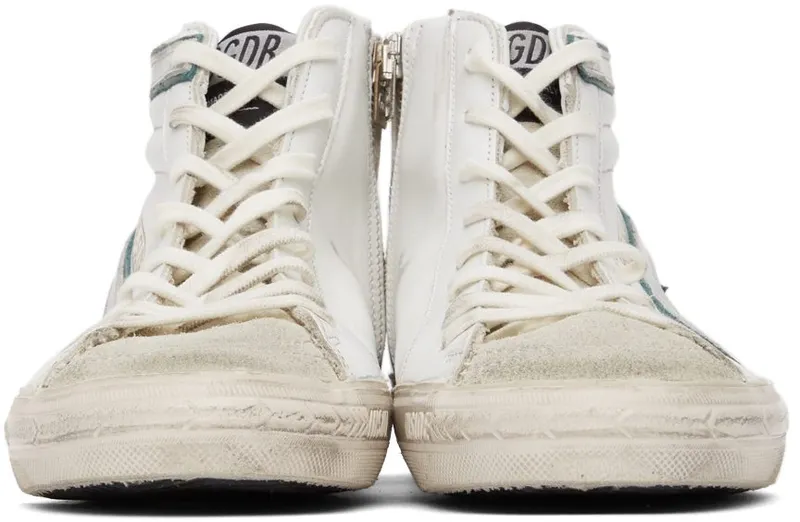 Golden Goose White Leather & Suede Slide Classic High-Top Sneakers (GMF00115.F002065.10774)