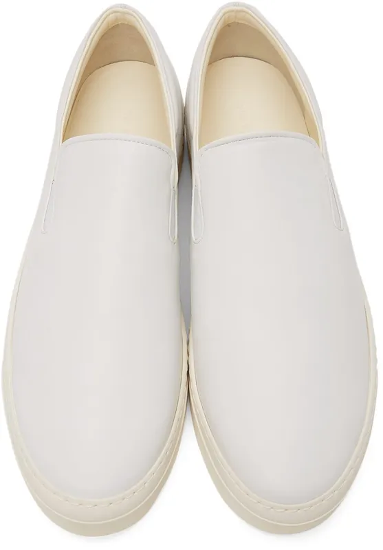The Row White Leather Dean Slip-On Sneakers (F2008-N60)