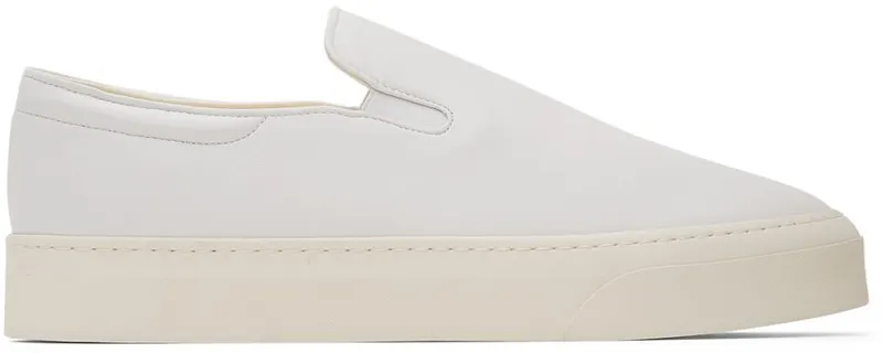 The Row White Leather Dean Slip-On Sneakers (F2008-N60)