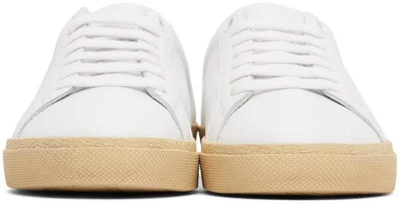 Saint Laurent White Leopard Court Classic Sneakers (610649 00NL0)