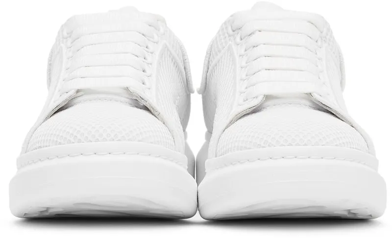 Alexander McQueen White Mesh & Leather Oversized Sneakers (668700WIAFD)