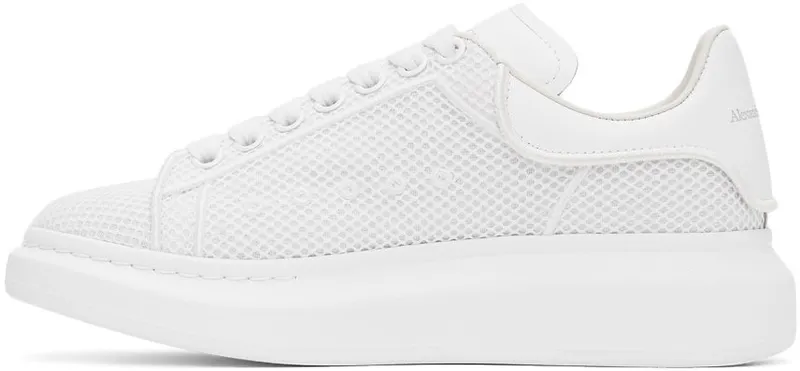 Alexander McQueen White Mesh & Leather Oversized Sneakers (668700WIAFD)