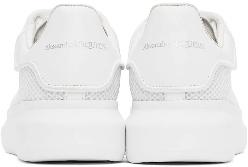 Alexander McQueen White Mesh & Leather Oversized Sneakers (668700WIAFD)