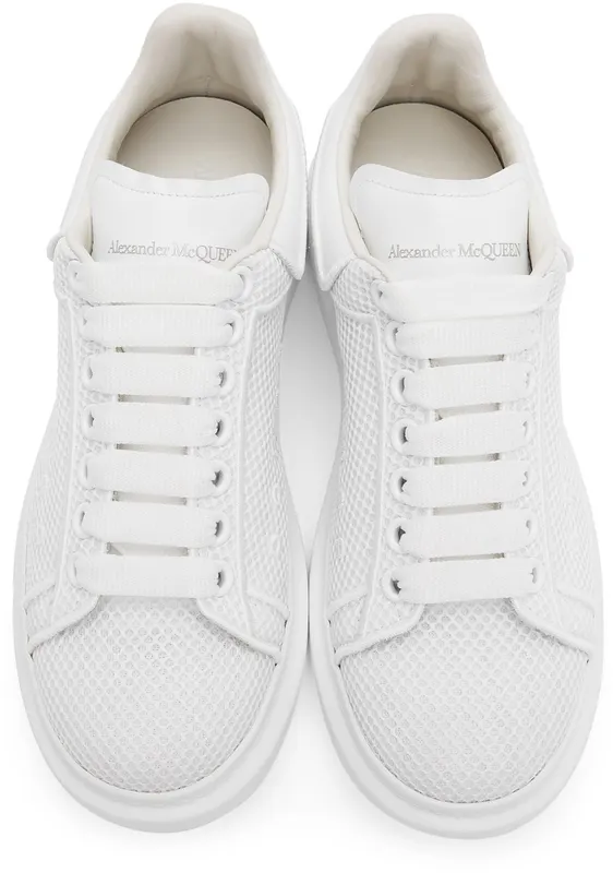 Alexander McQueen White Mesh & Leather Oversized Sneakers (668700WIAFD)