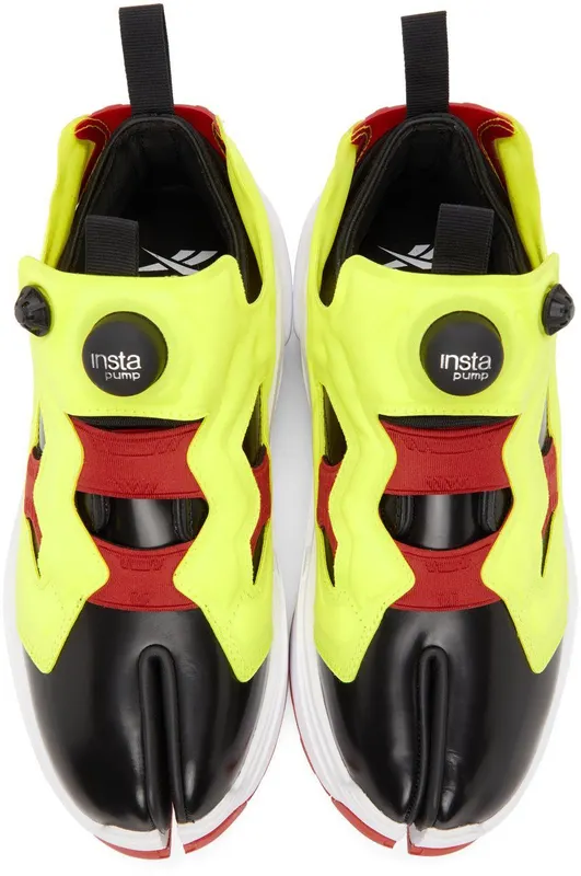 Maison Margiela Yellow & Black Reebok Edition Tabi Instapump Chunky Sneakers (S57WS0404 P3782)