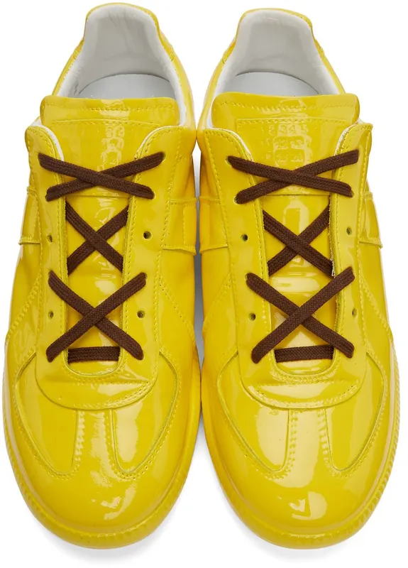 Maison Margiela Yellow Coated Leather Replica Sneakers (S37WS0582 P4487)