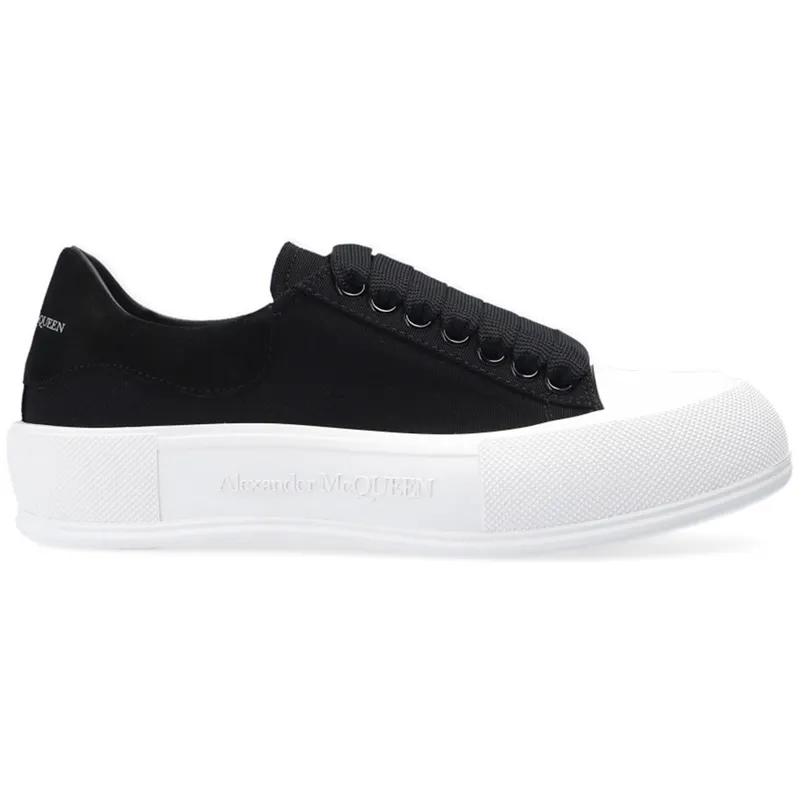 Alexander McQueen Deck Skate Plimsoll Lace-Up Black White (W) (654593 W4PQ1 1070)