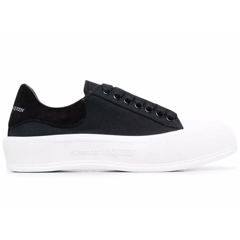 Alexander McQueen Deck Skate Plimsoll Lace-Up Black White (654594 W4MV7 1070)
