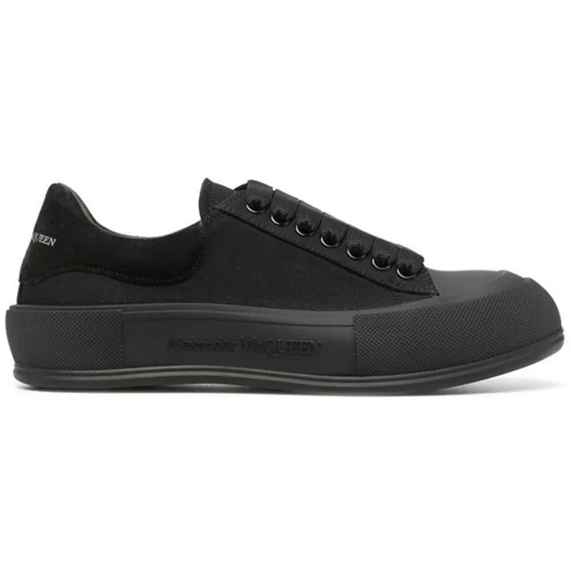 Alexander McQueen Deck Skate Plimsoll Lace-Up Triple Black (654594W4MV71000)