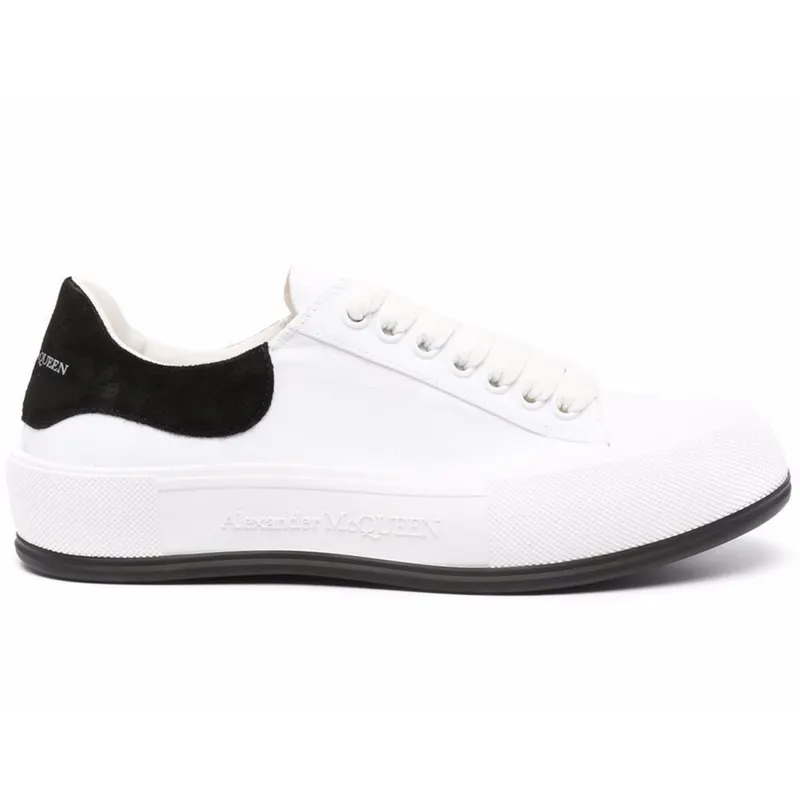 Alexander McQueen Deck Skate Plimsoll Lace-Up White Black (654594W4MV79061)
