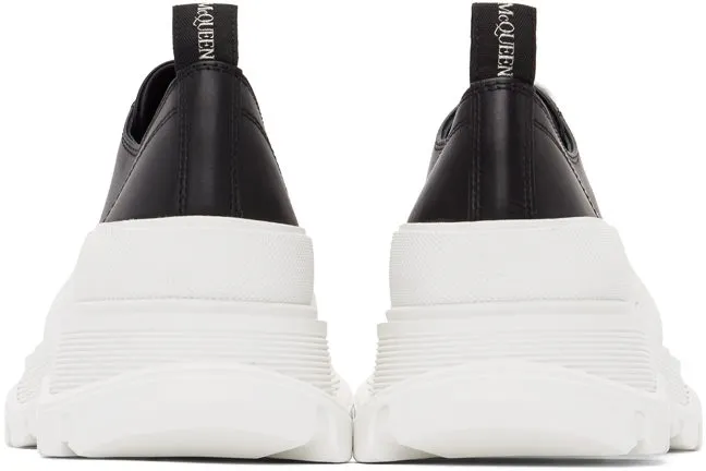 Alexander McQueen Black & White Leather Tread Slick Sneakers (627225WHZ62)