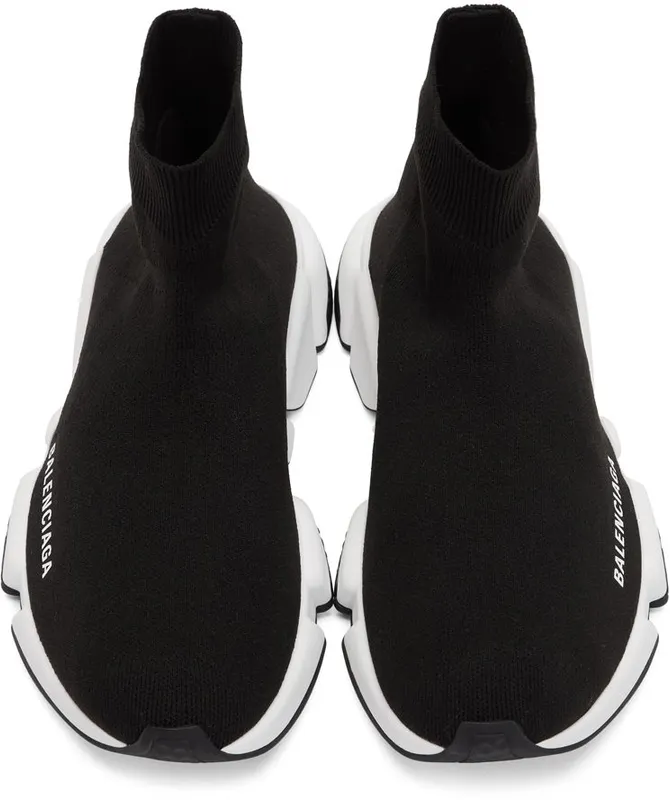 Balenciaga Black & White Speed Sneakers (587280-W05G9)