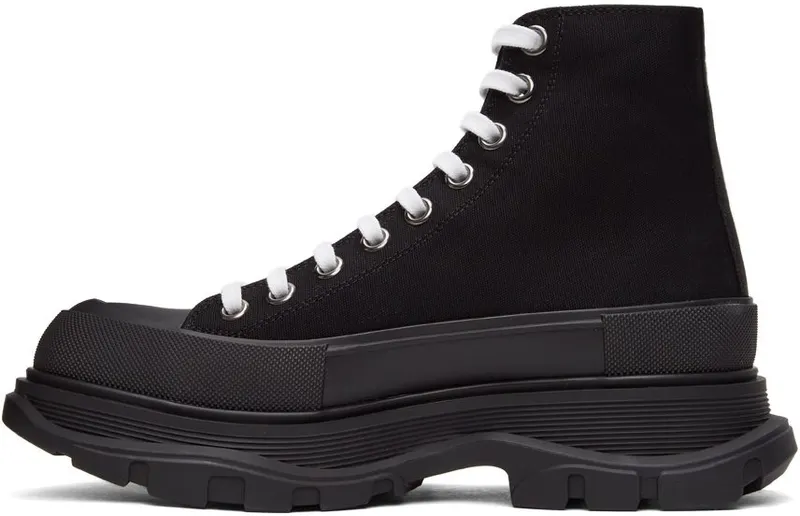 Alexander McQueen Black Canvas Tread Slick High Sneakers (604254W4L32)