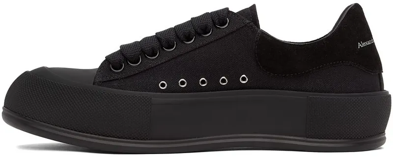 Alexander McQueen Black & White Deck Plimsoll Sneakers (654594W4MV7)