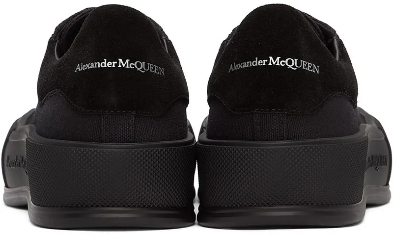 Alexander McQueen Black & White Deck Plimsoll Sneakers (654594W4MV7)