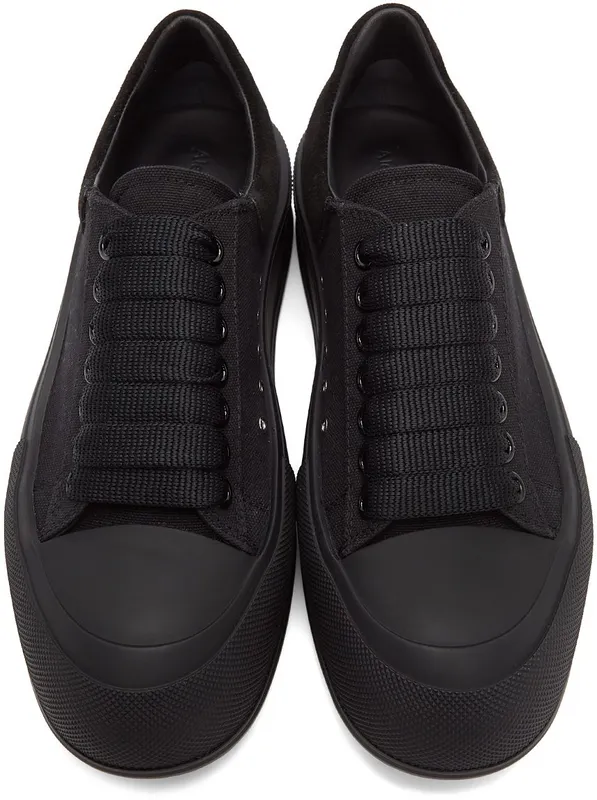 Alexander McQueen Black & White Deck Plimsoll Sneakers (654594W4MV7)