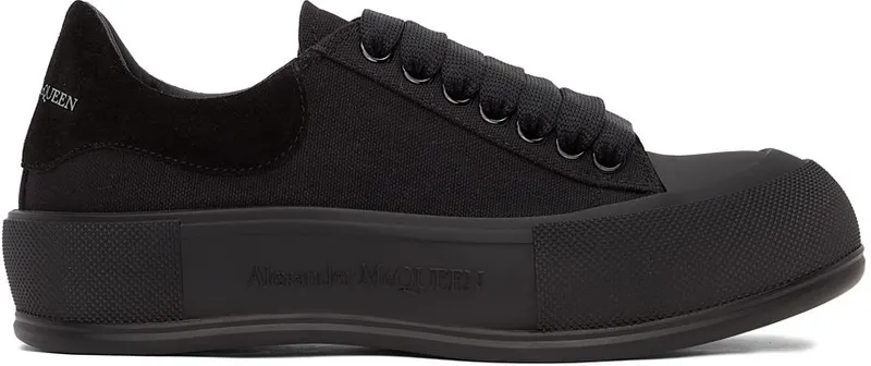 Alexander McQueen Black & White Deck Plimsoll Sneakers (654594W4MV7)