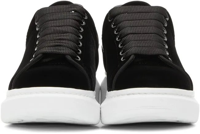 Alexander McQueen Black Velvet Oversized Sneakers (553775 W4FKT)
