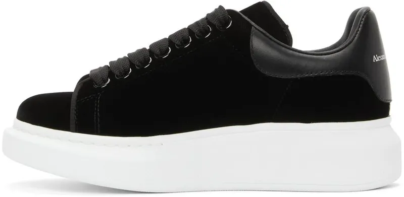 Alexander McQueen Black Velvet Oversized Sneakers (553775 W4FKT)