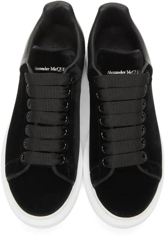 Alexander McQueen Black Velvet Oversized Sneakers (553775 W4FKT)