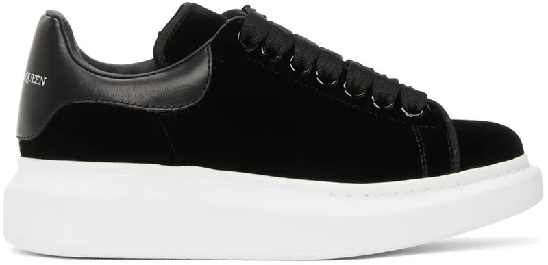 Alexander McQueen Black Velvet Oversized Sneakers (553775 W4FKT)