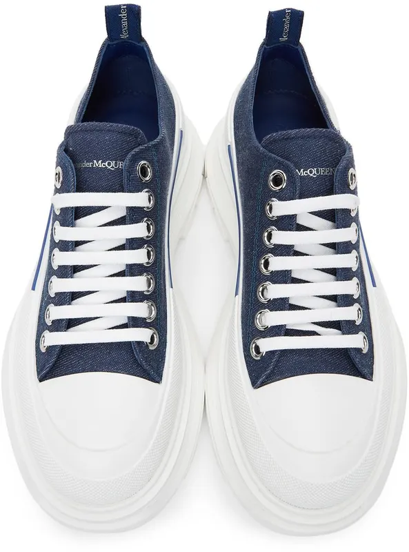 Alexander McQueen Indigo Denim Tread Slick Sneakers (604257W4PD1)