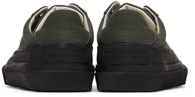 Dries Van Noten Khaki Canvas Low-Top Sneakers (MS27/131 QU620)