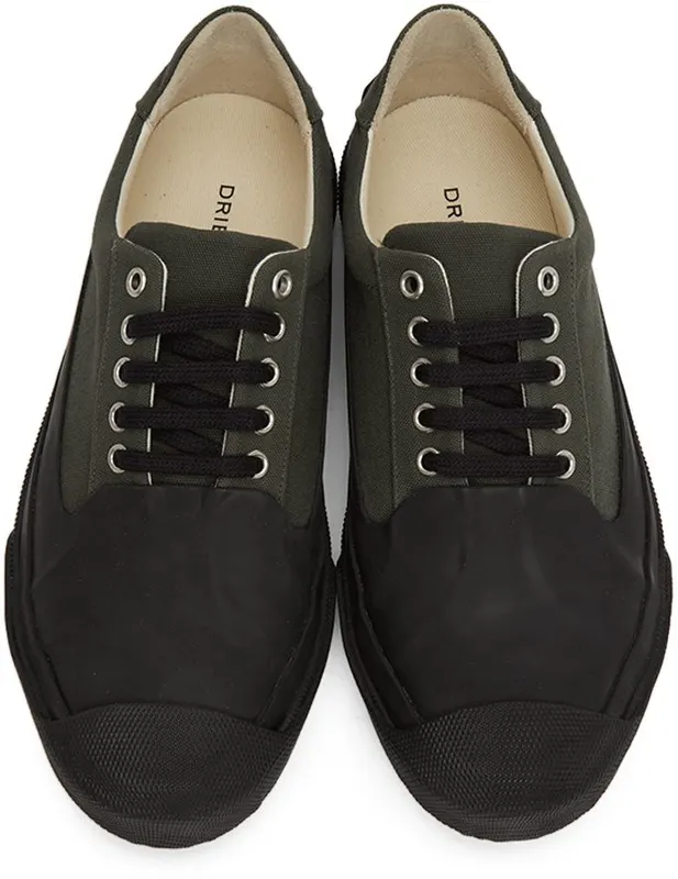 Dries Van Noten Khaki Canvas Low-Top Sneakers (MS27/131 QU620)