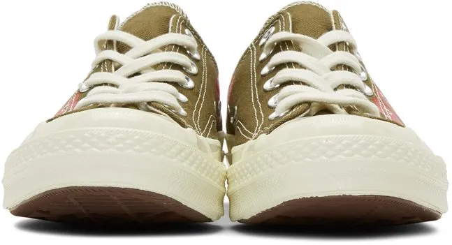 Comme des Garçons Play Khaki Converse Edition Multiple Hearts Chuck 70 Low Sneakers (P1K117)