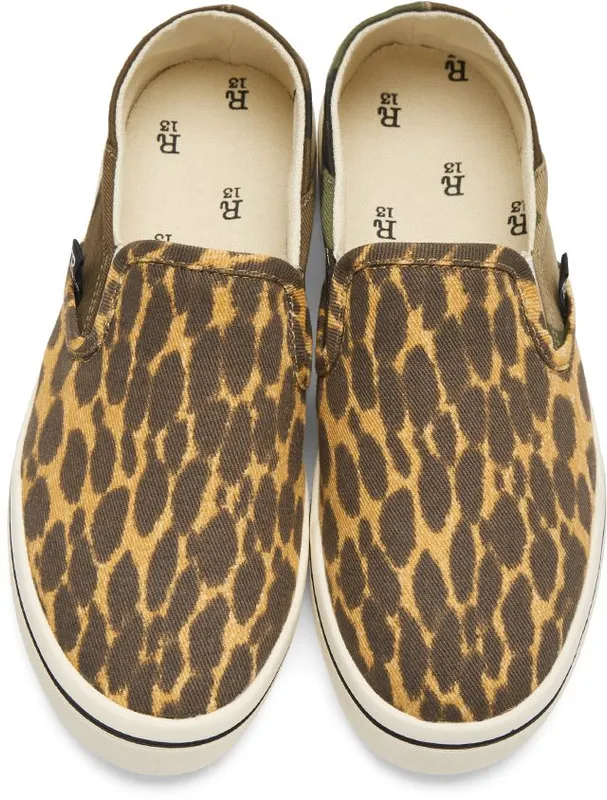 R13 Multicolor Cheetah Camo Slip-On Sneakers (R13S0255-974)